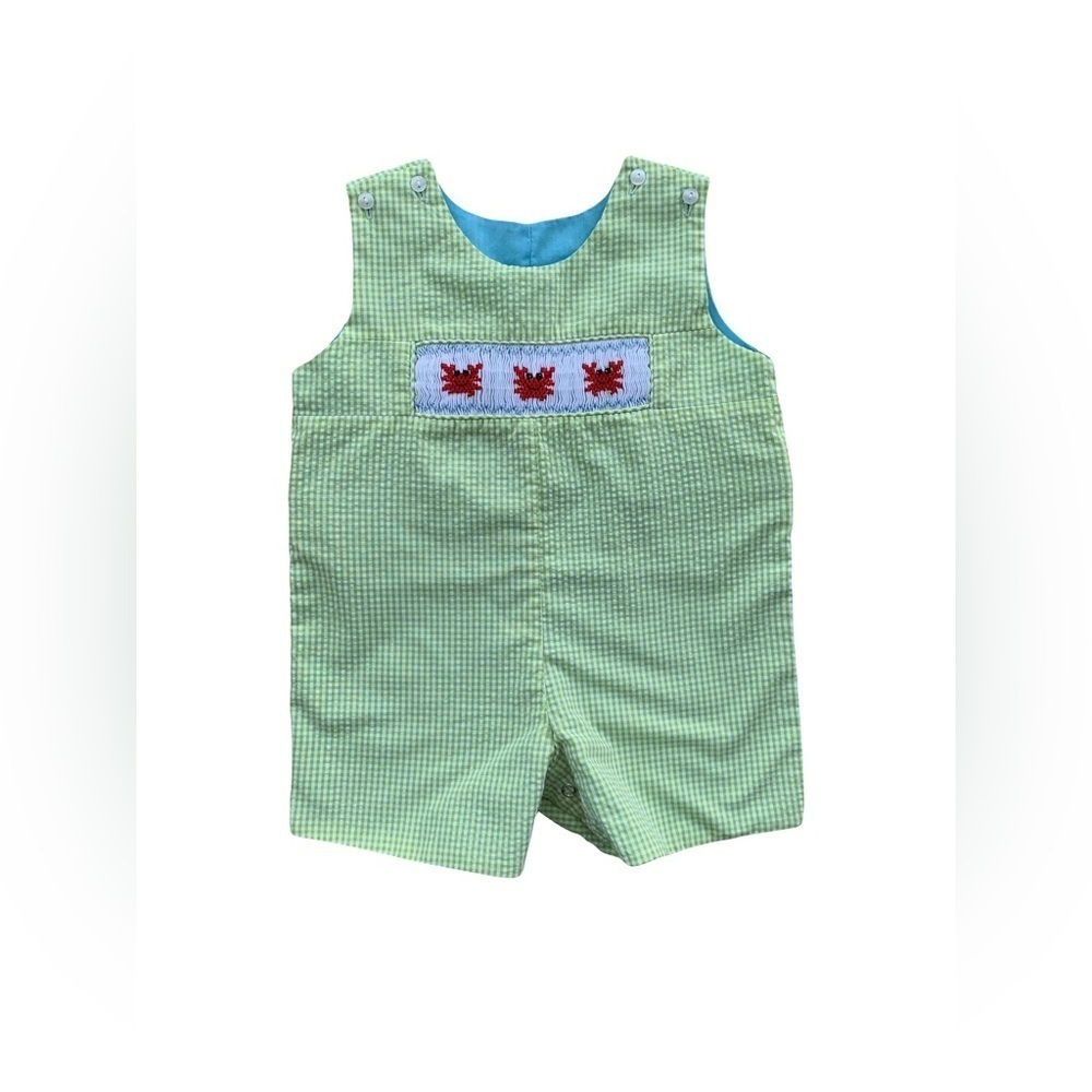 Sir John Size 6 Months Smocked Crab Print Seersucker Jon Jon Romper